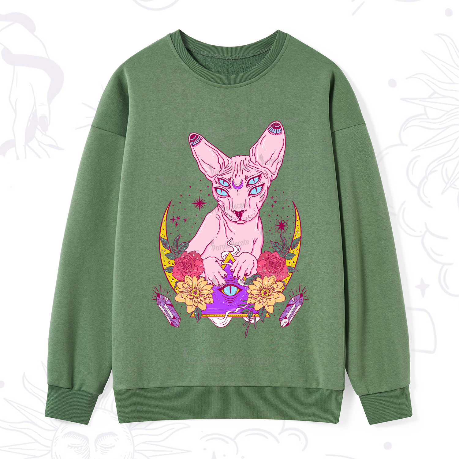 Purplehecate Moon Phase Cat Sweatshirt