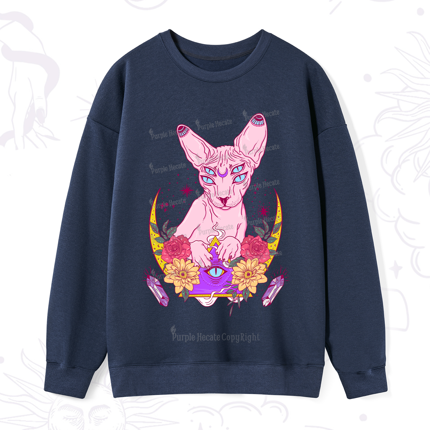 Purplehecate Moon Phase Cat Sweatshirt