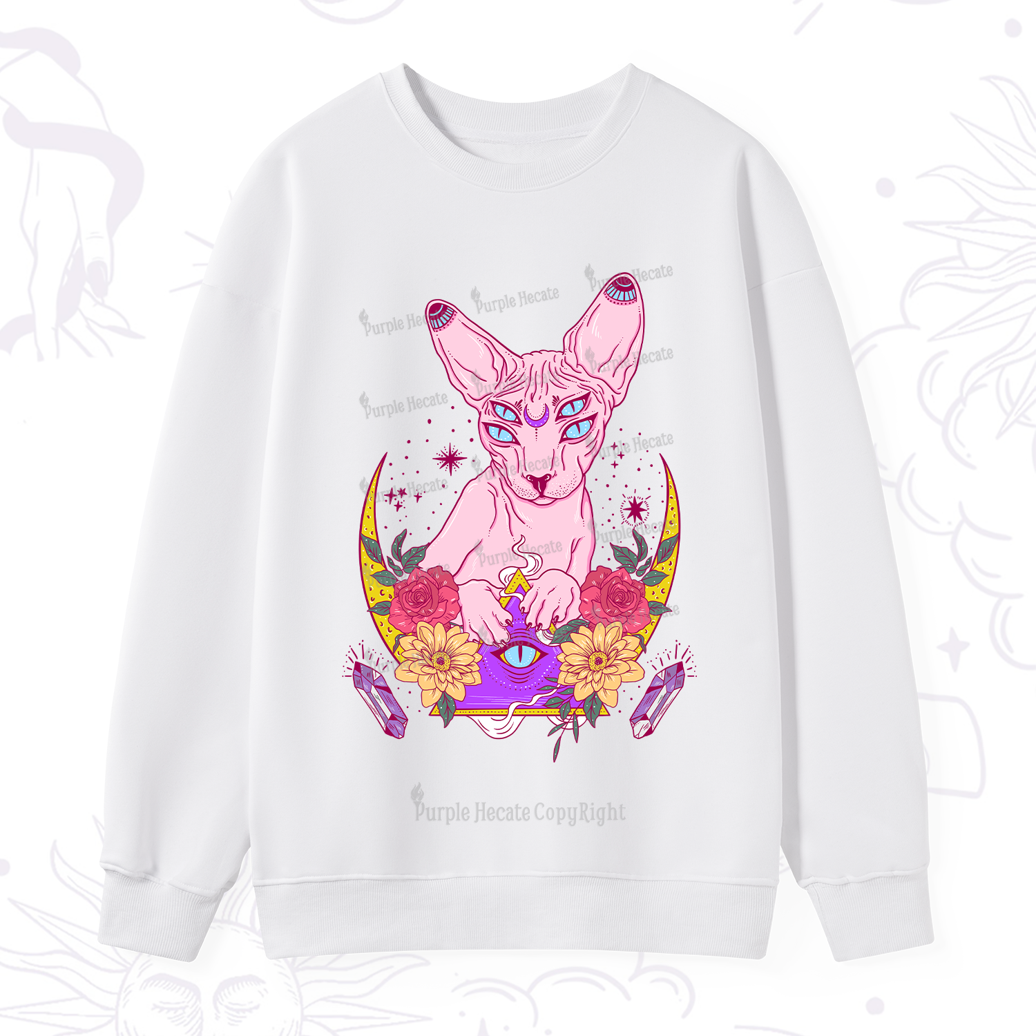 Purplehecate Moon Phase Cat Sweatshirt