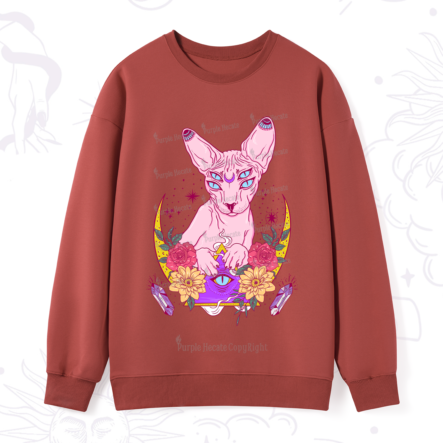 Purplehecate Moon Phase Cat Sweatshirt