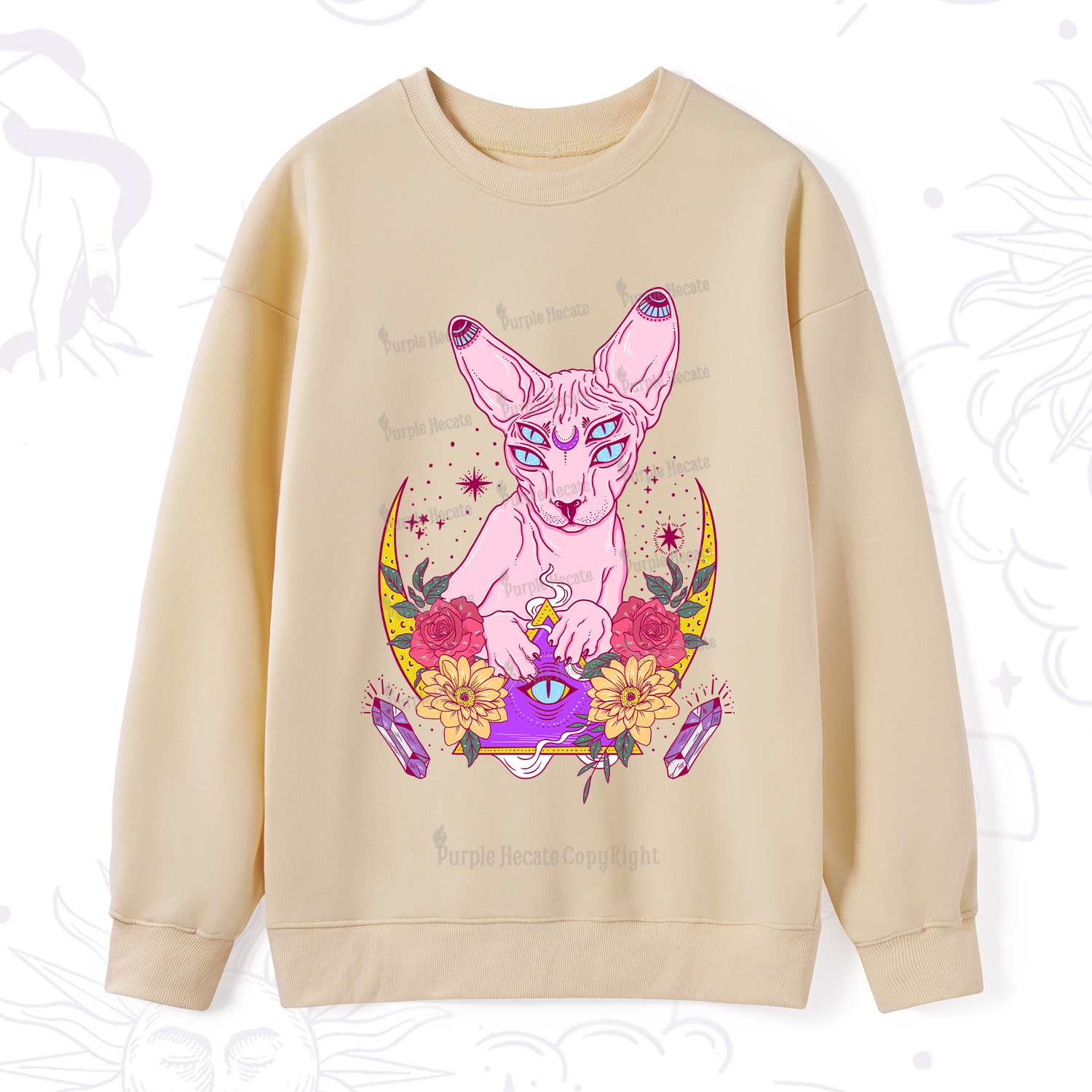 Purplehecate Moon Phase Cat Sweatshirt