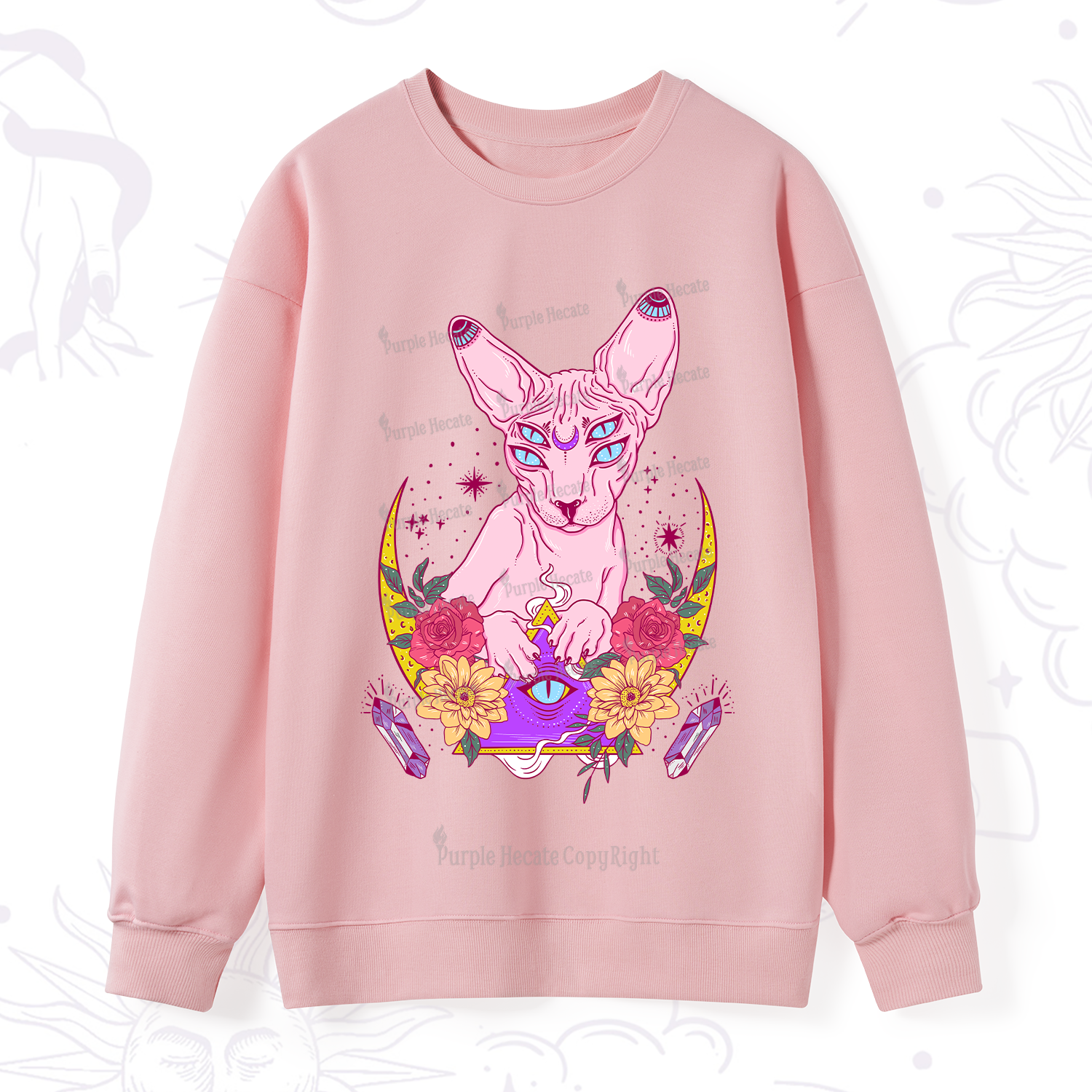 Purplehecate Moon Phase Cat Sweatshirt