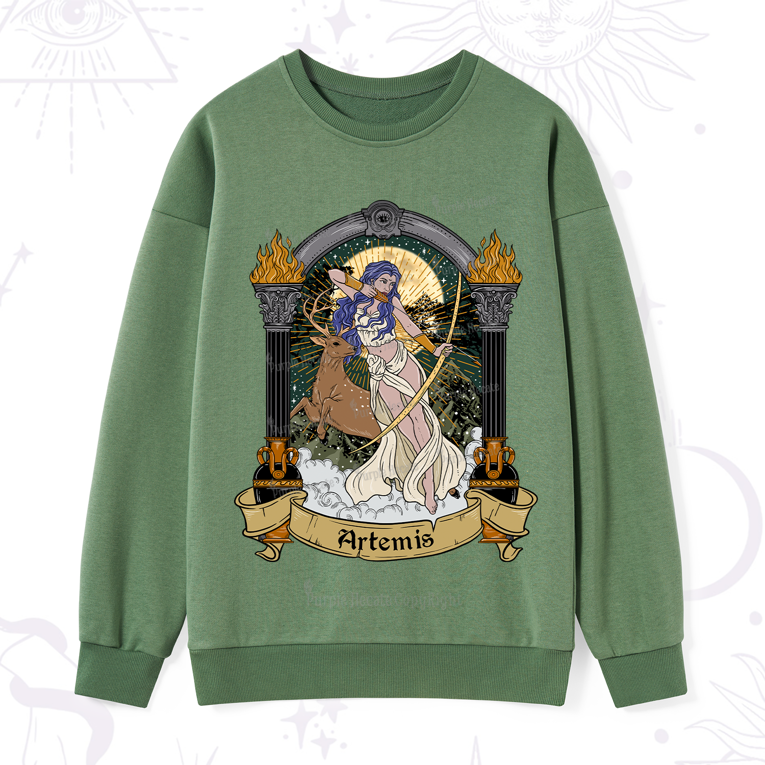 Purplehecate The Huntress Goddess Artemis Sweatshirt