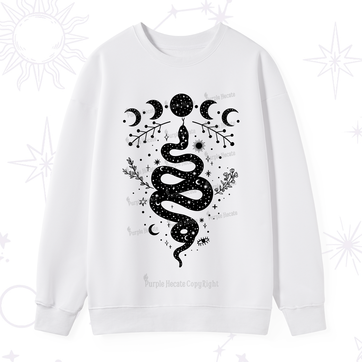 Purplehecate Snake And Moon Phase Comfort Sweatshirt