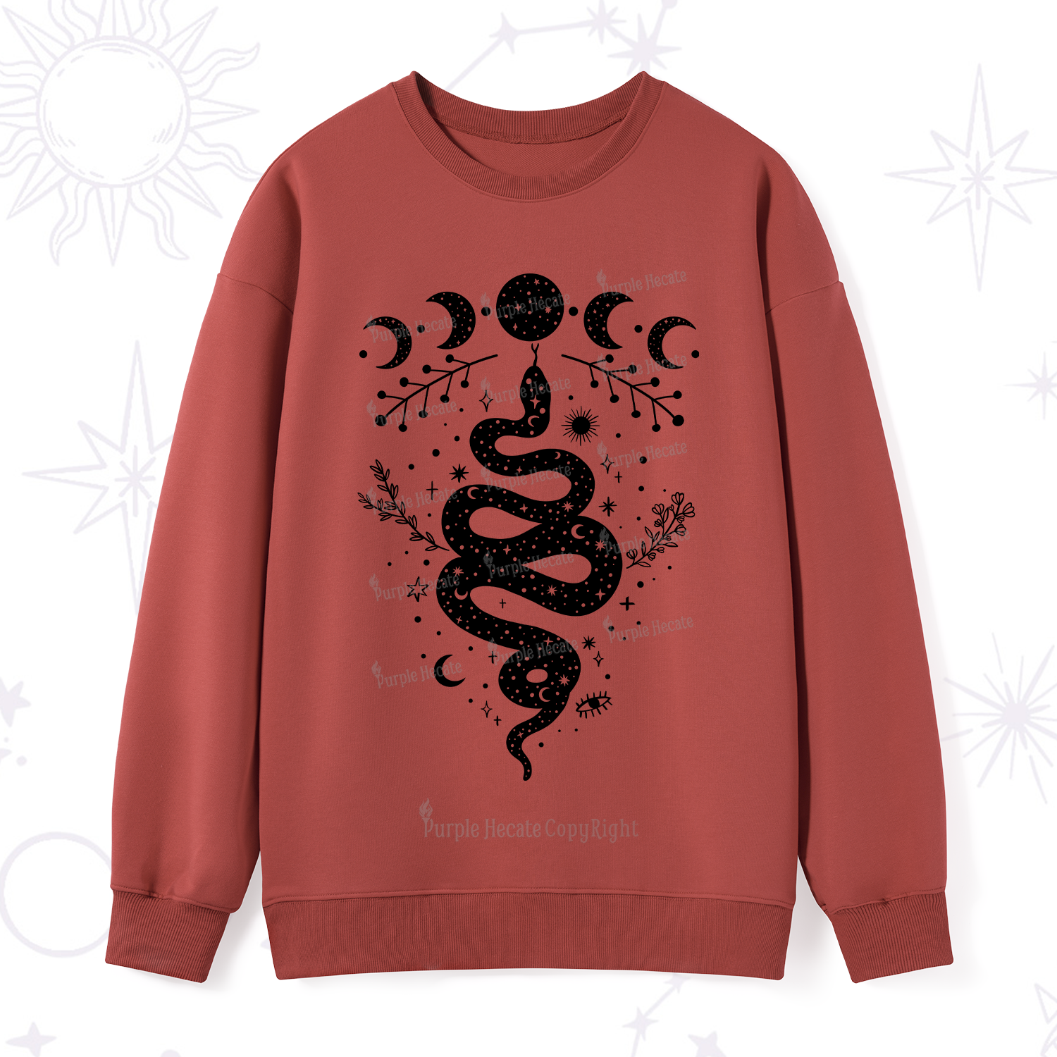 Purplehecate Snake And Moon Phase Comfort Sweatshirt