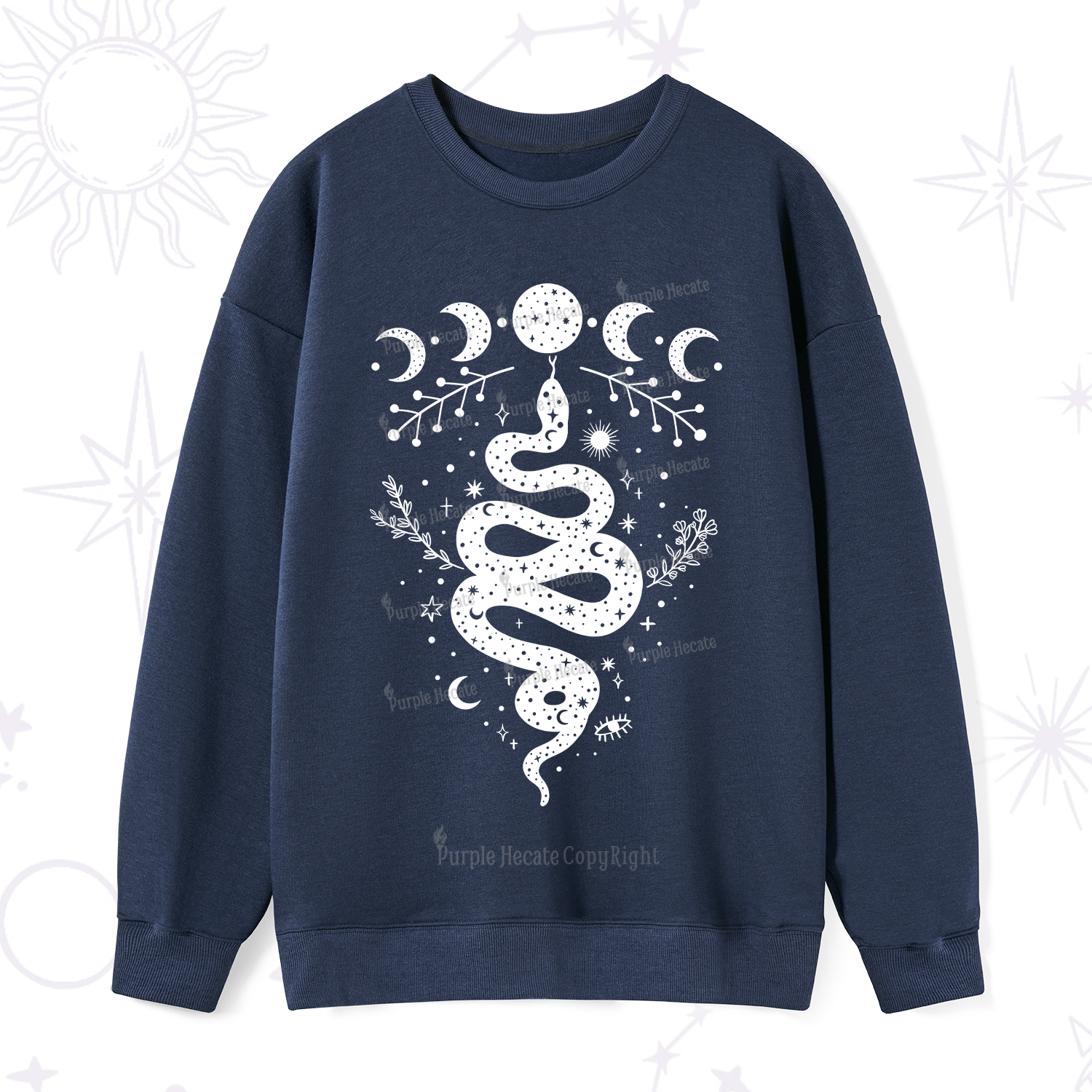 Purplehecate Snake And Moon Phase Comfort Sweatshirt