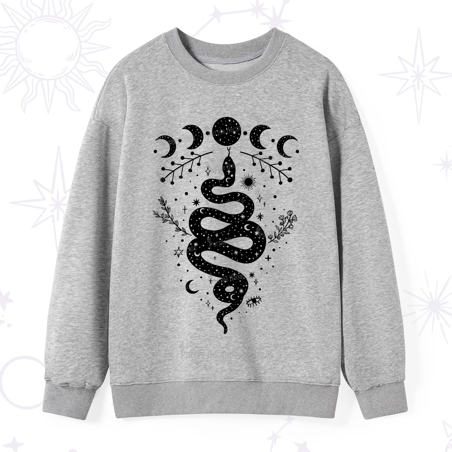 Purplehecate Snake And Moon Phase Comfort Sweatshirt