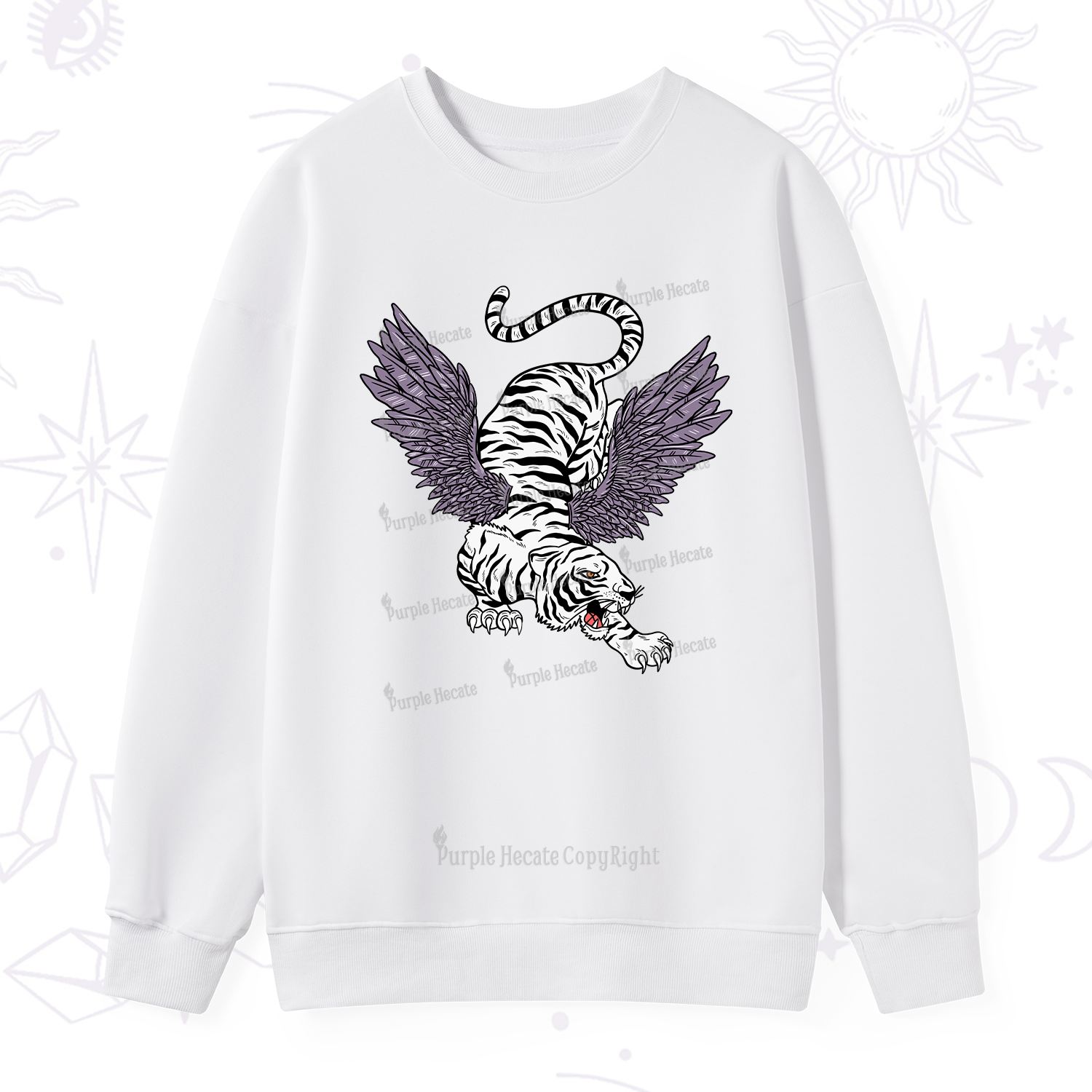 Purplehecate Tiger With Wings Sweatshirt