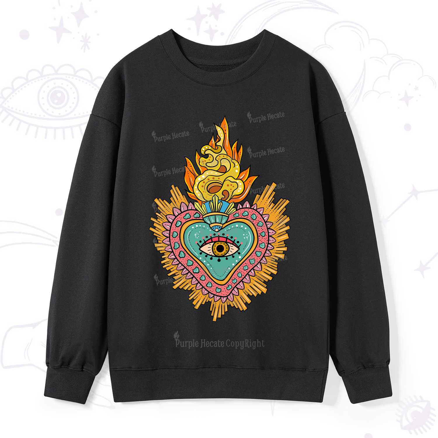 Purplehecate Rainbow Sacred Heart Sweatshirt