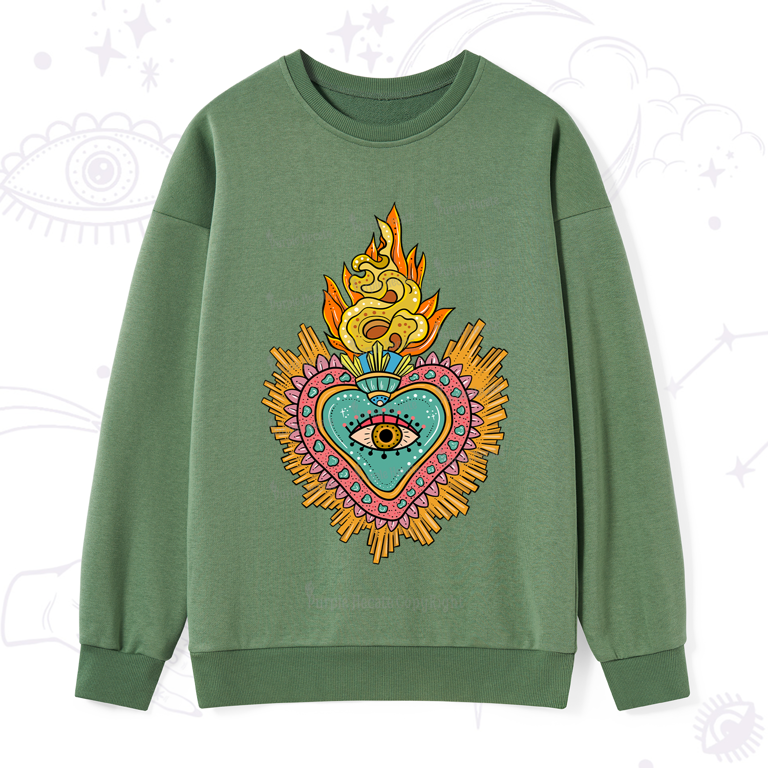 Purplehecate Rainbow Sacred Heart Sweatshirt