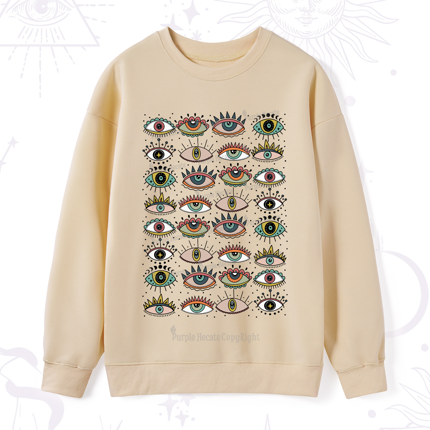 Purplehecate Evil Eye Pattern Sweatshirt