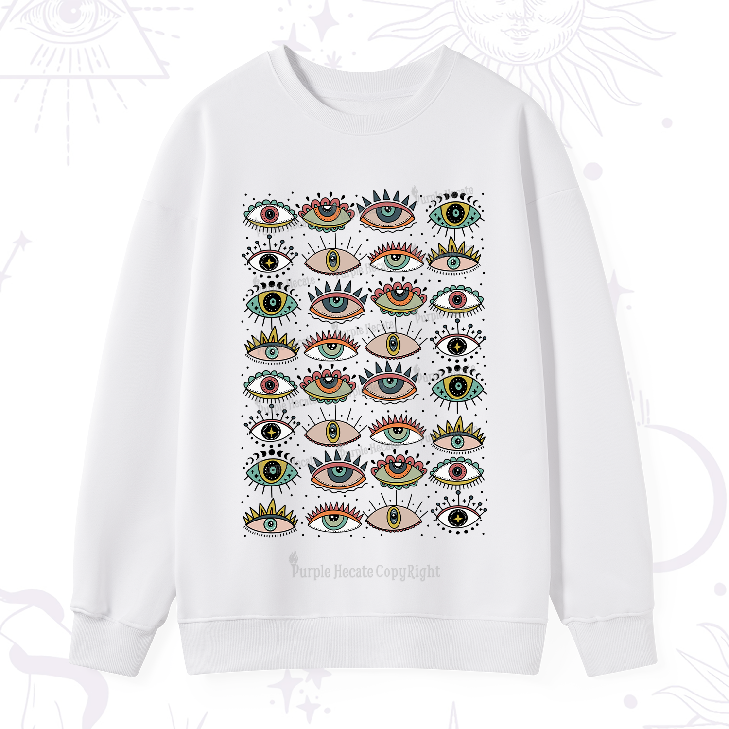 Purplehecate Evil Eye Pattern Sweatshirt