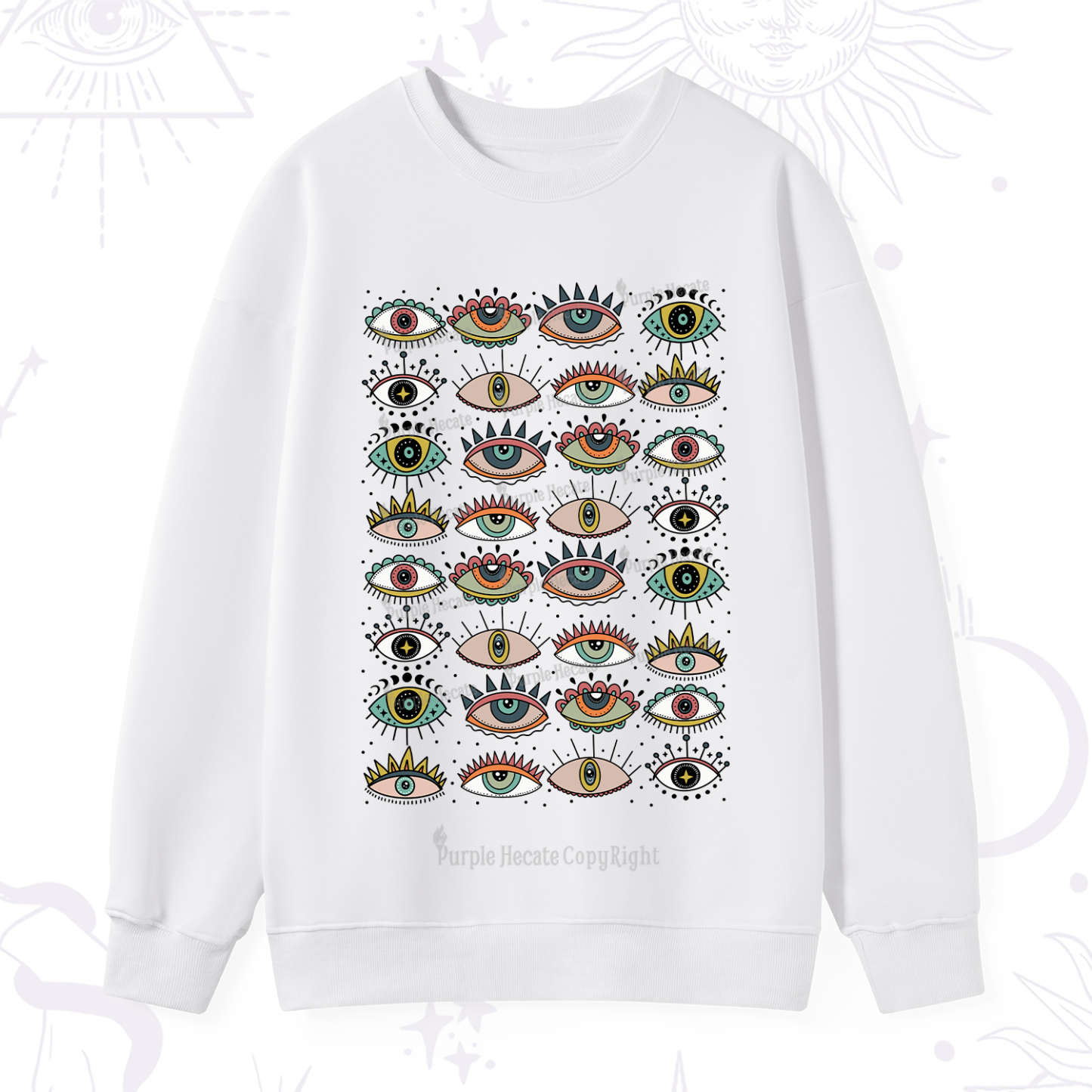 Purplehecate Evil Eye Pattern Sweatshirt