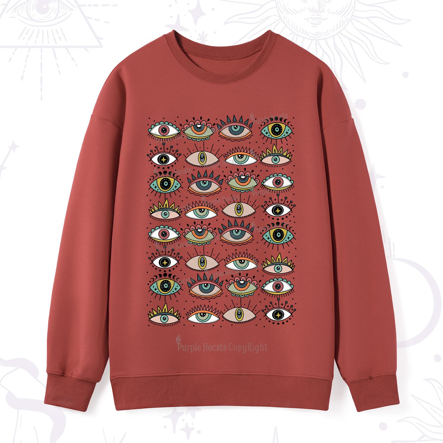 Purplehecate Evil Eye Pattern Sweatshirt