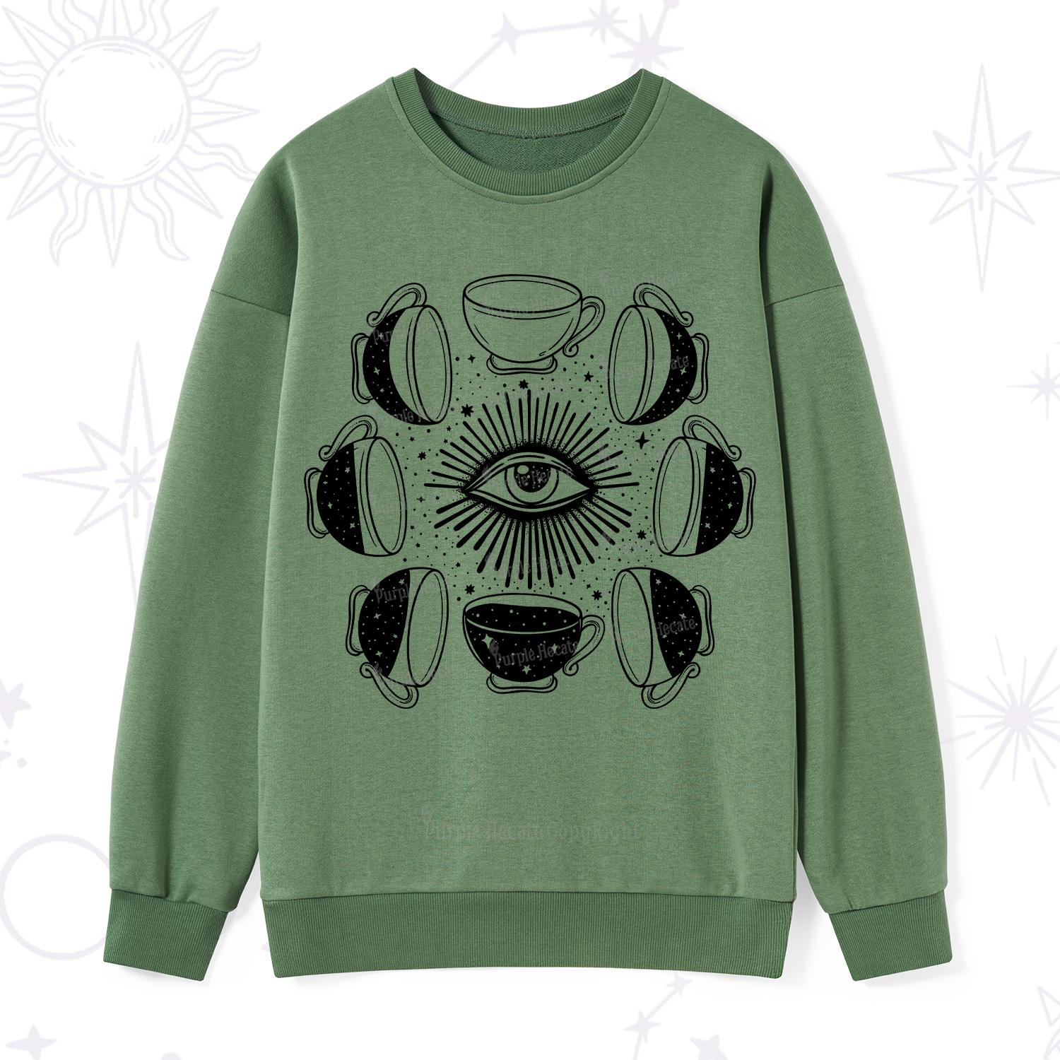 Purplehecate Moon Phase Coffee Sweatshirt