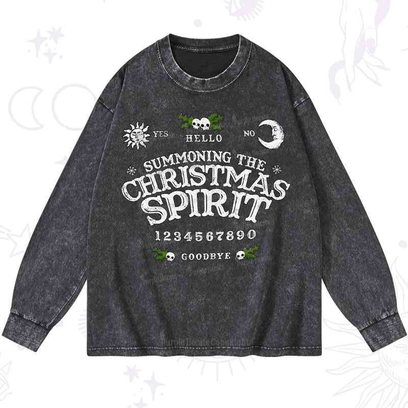 Purplehecate Summon The Christmas Spirit Washed Long Sleeve Shirt