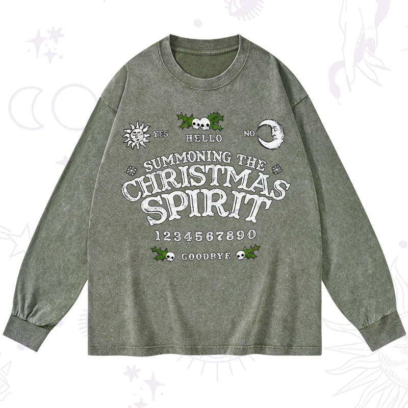 Purplehecate Summon The Christmas Spirit Washed Long Sleeve Shirt