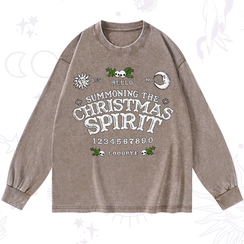 Purplehecate Summon The Christmas Spirit Washed Long Sleeve Shirt