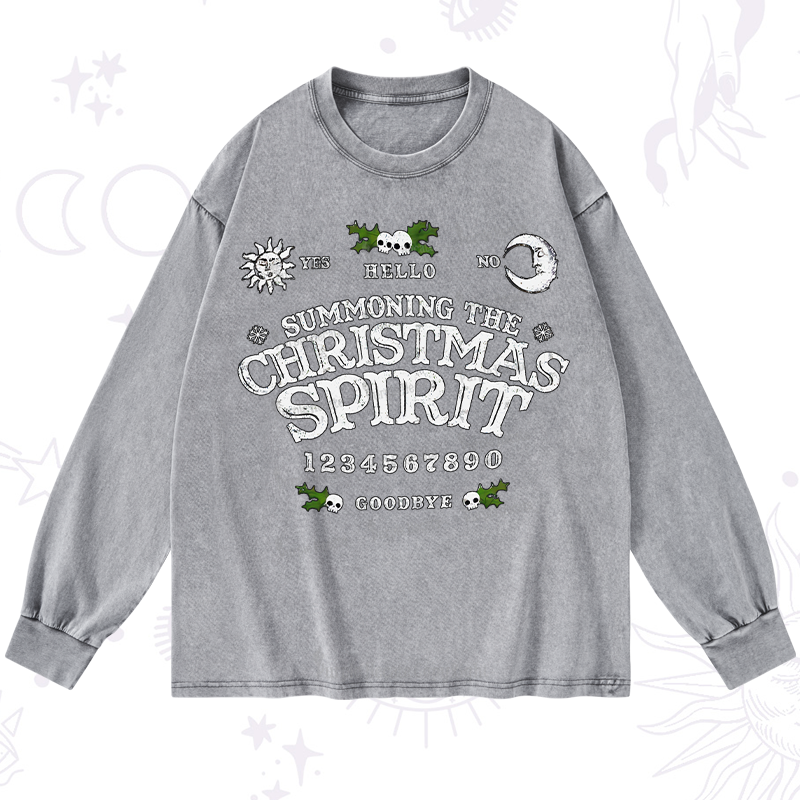 Purplehecate Summon The Christmas Spirit Washed Long Sleeve Shirt