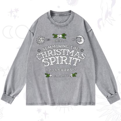 Purplehecate Summon The Christmas Spirit Washed Long Sleeve Shirt