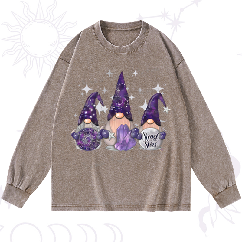 Purplehecate Christmas Cute Gnome Washed Long Sleeve Shirt