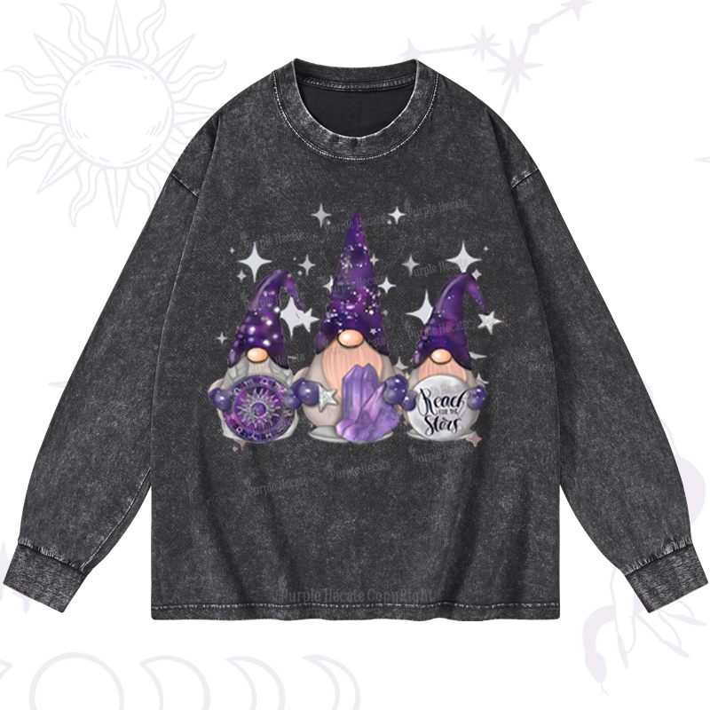 Purplehecate Christmas Cute Gnome Washed Long Sleeve Shirt