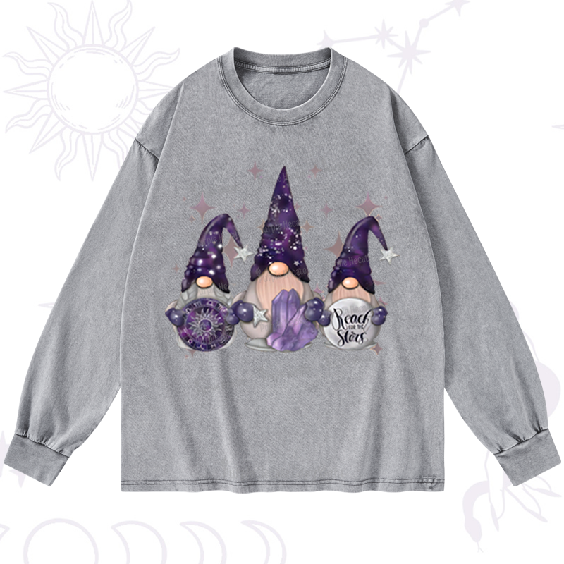 Purplehecate Christmas Cute Gnome Washed Long Sleeve Shirt