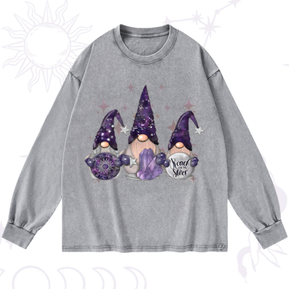 Purplehecate Christmas Cute Gnome Washed Long Sleeve Shirt