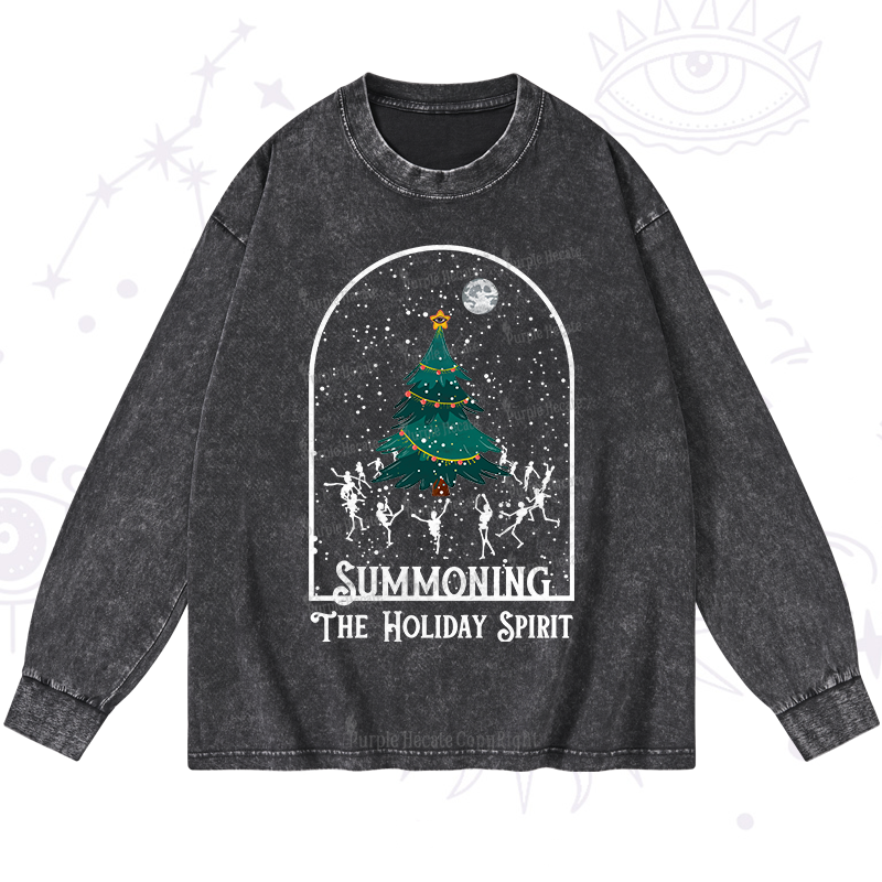 Purplehecate Christmas The Holiday Spirit Washed Long Sleeve Shirt