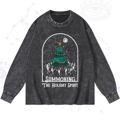 Purplehecate Christmas The Holiday Spirit Washed Long Sleeve Shirt