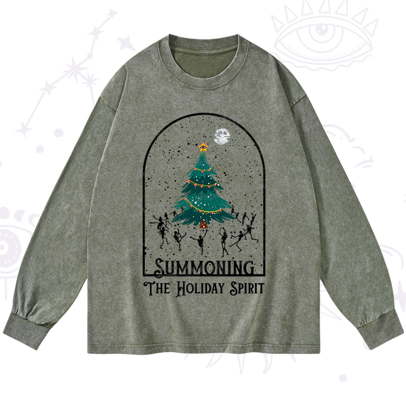 Purplehecate Christmas The Holiday Spirit Washed Long Sleeve Shirt