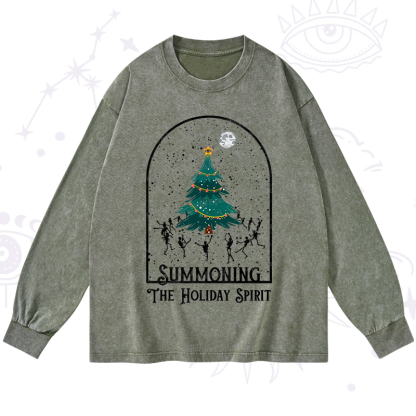 Purplehecate Christmas The Holiday Spirit Washed Long Sleeve Shirt