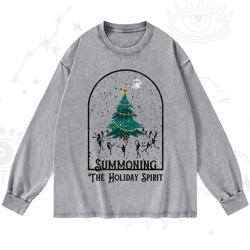 Purplehecate Christmas The Holiday Spirit Washed Long Sleeve Shirt