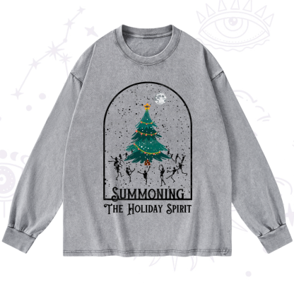 Purplehecate Christmas The Holiday Spirit Washed Long Sleeve Shirt