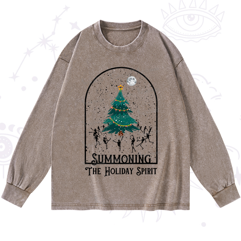 Purplehecate Christmas The Holiday Spirit Washed Long Sleeve Shirt