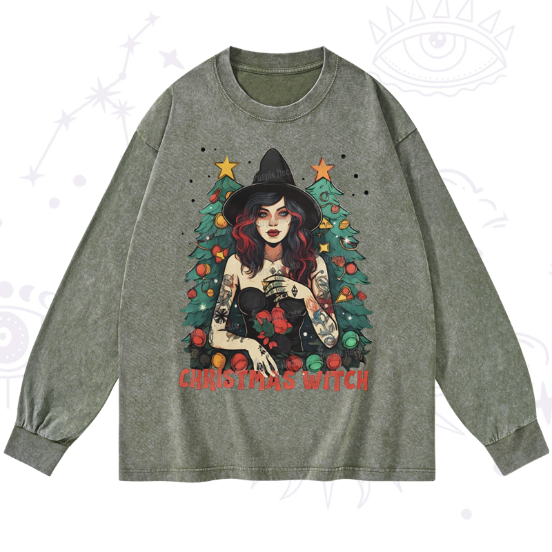 Purplehecate Christmas Witch Washed Long Sleeve Shirt