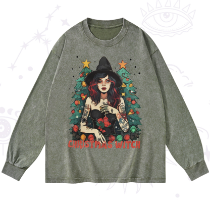 Purplehecate Christmas Witch Washed Long Sleeve Shirt