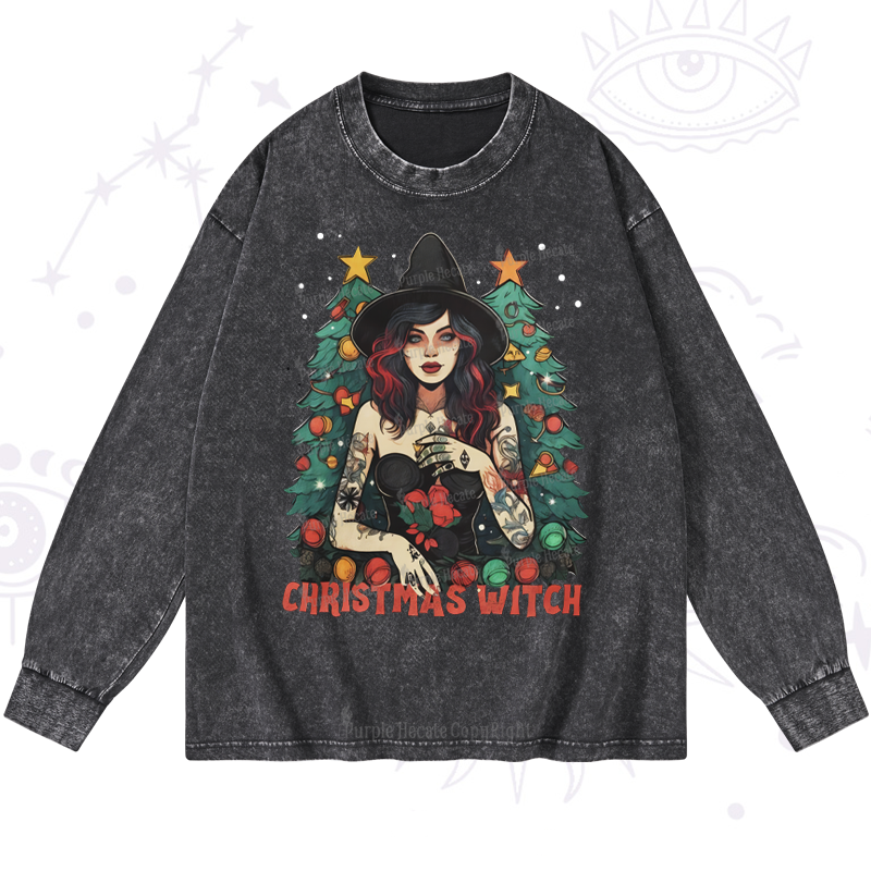 Purplehecate Christmas Witch Washed Long Sleeve Shirt