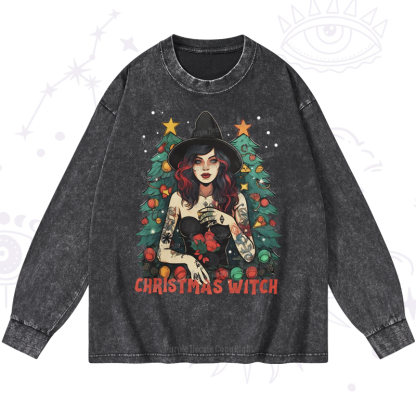 Purplehecate Christmas Witch Washed Long Sleeve Shirt