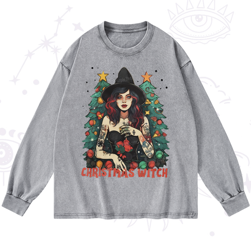 Purplehecate Christmas Witch Washed Long Sleeve Shirt