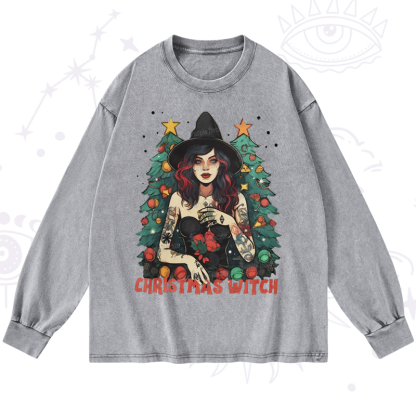 Purplehecate Christmas Witch Washed Long Sleeve Shirt