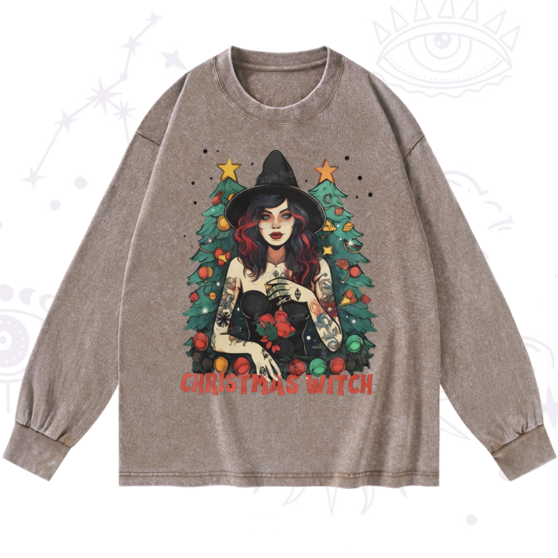 Purplehecate Christmas Witch Washed Long Sleeve Shirt