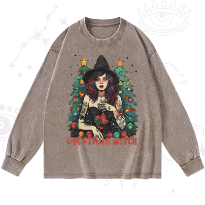 Purplehecate Christmas Witch Washed Long Sleeve Shirt