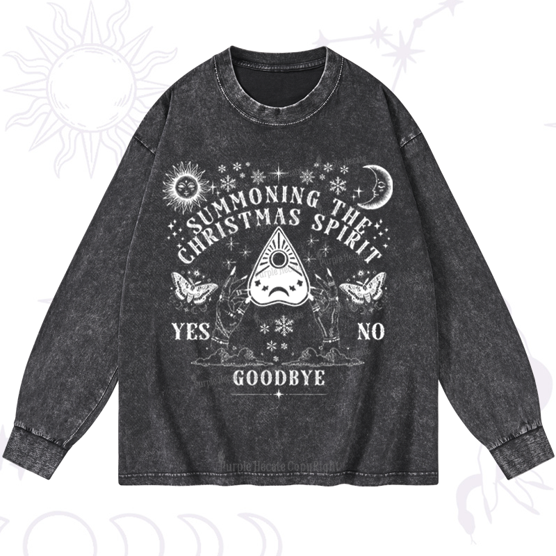 Purplehecate Christmas Mystical Talking Board Washed Long Sleeve Shirt