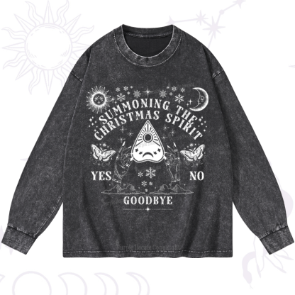 Purplehecate Christmas Mystical Talking Board Washed Long Sleeve Shirt