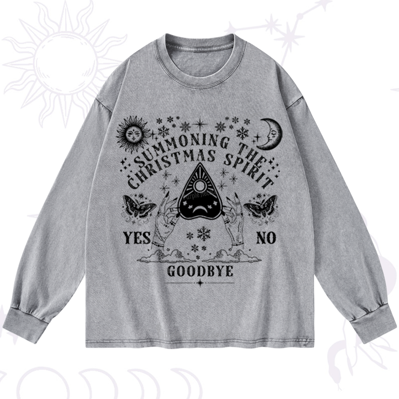 Purplehecate Christmas Mystical Talking Board Washed Long Sleeve Shirt