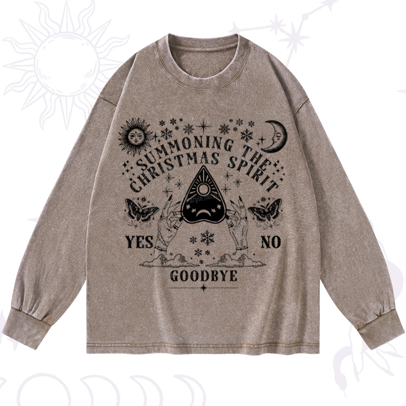 Purplehecate Christmas Mystical Talking Board Washed Long Sleeve Shirt