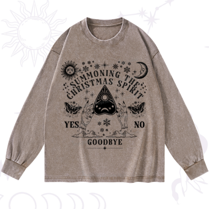 Purplehecate Christmas Mystical Talking Board Washed Long Sleeve Shirt