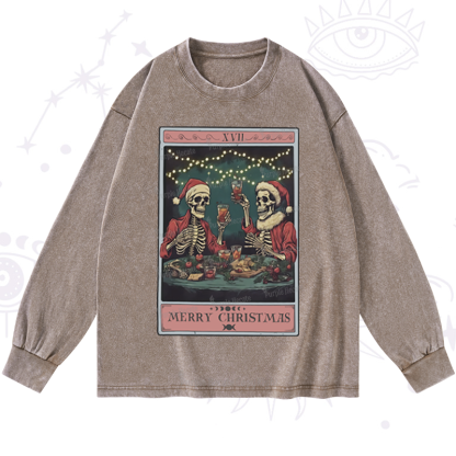 Purplehecate Christmas Dinner Tarot Washed Long Sleeve Shirt