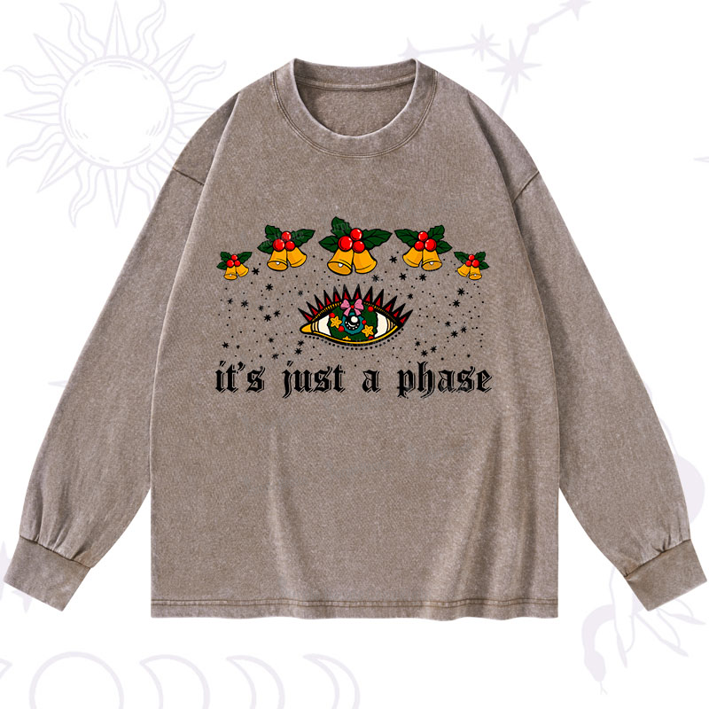 Purplehecate Christmas It's Just A Phase Washed Long Sleeve Shirt